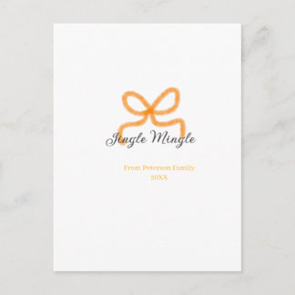 Orange bow jingle Mingle retro boho family namdate Postcard