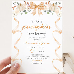 Orange Bow Pumpkin Baby Shower Invitation