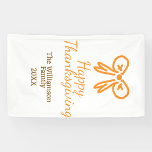 Orange bow retro happy thanksgiving add family n banner