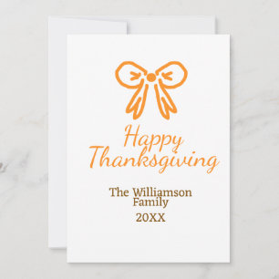 Orange bow retro happy thanksgiving add family n invitation