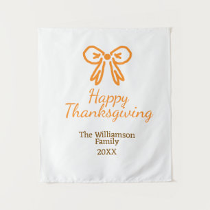 Orange bow retro happy thanksgiving add family n tapestry