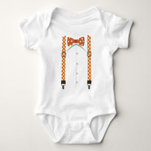 Orange Bow Tie & Suspenders Bodysuit