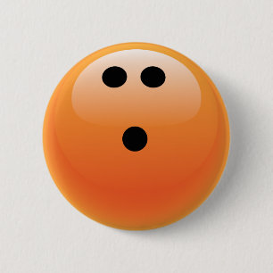 ORANGE BOWLING BALL 6 CM ROUND BADGE