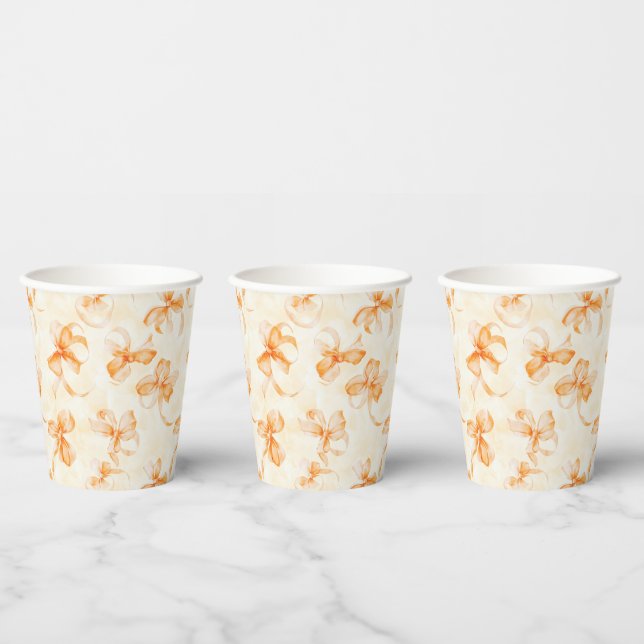 Orange Bows Bridal Shower Paper Cups (Multi)