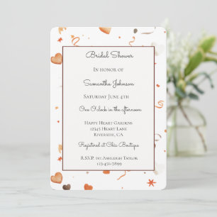 Orange Bows Hearts Chocolate Bridal Shower Invitation