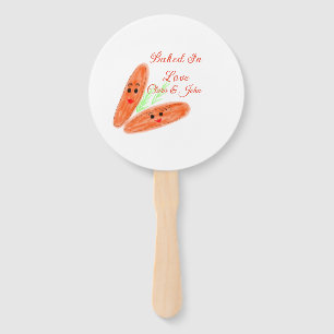 Orange bread couple emoji baked in love add name d hand fan