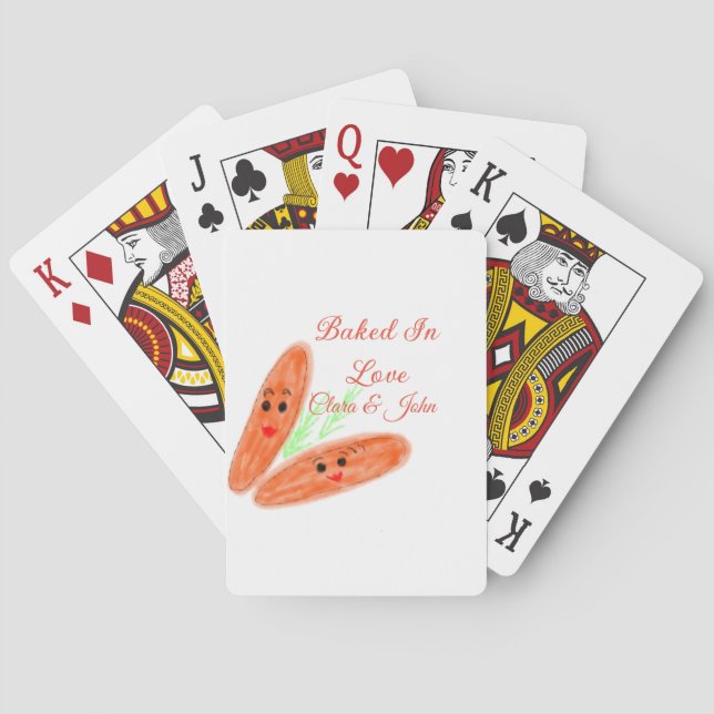 Orange bread couple emoji baked in love add name d playing cards (Back)