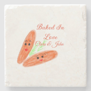 Orange bread couple emoji baked in love add name d stone coaster