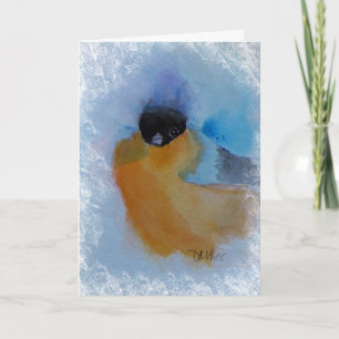Orange Breasted Winter Bird Watercolor Christmas Holiday Card
