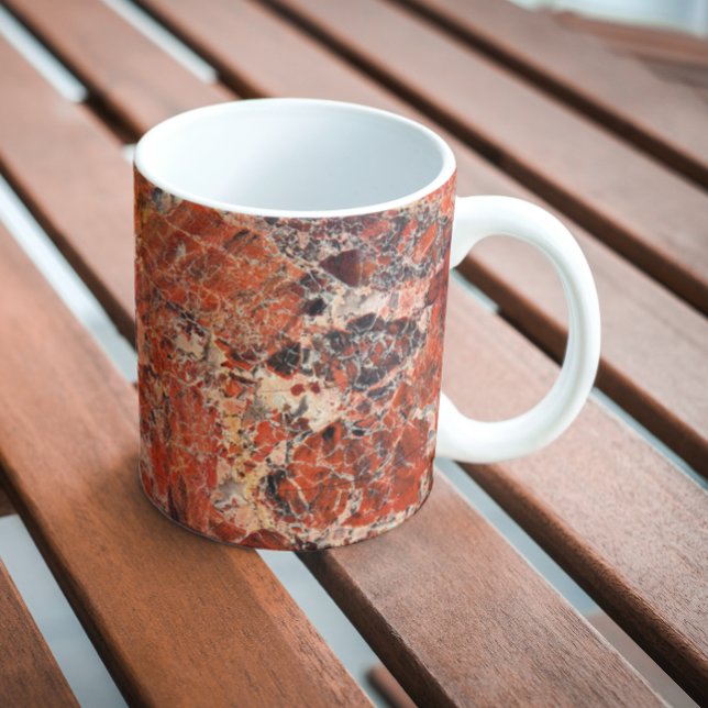 Orange Brecciated Jasper Stone Pattern Mug (In Situ Bench)