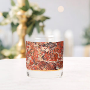 Orange Brecciated Jasper Stone Pattern Whiskey Glass