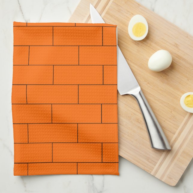 Orange Brick Design Tea Towel (Quarter Fold)