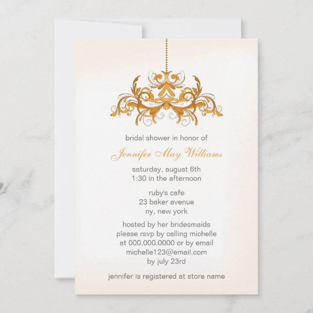 Orange Bridal Shower Invitations (Front)