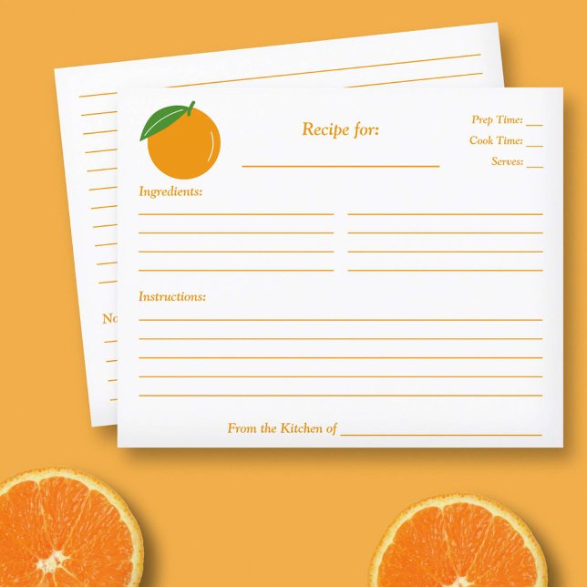 Orange Bridal Shower Recipe Card (Orange Bridal Shower Recipe Card)