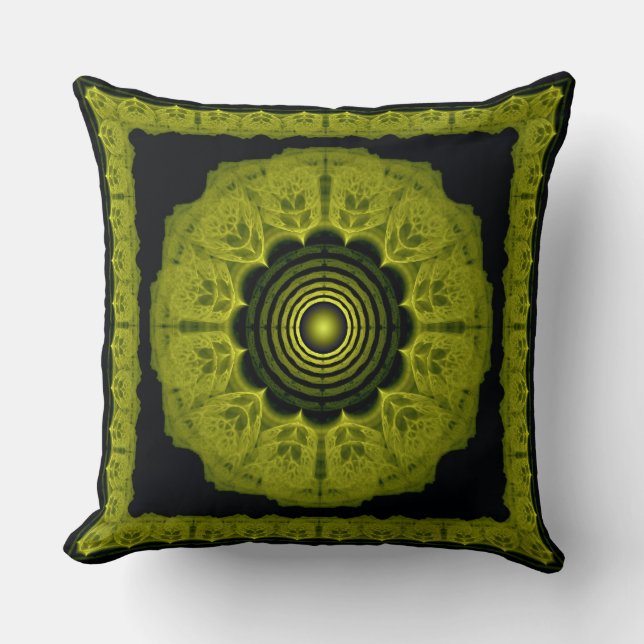 Orange bright fractal framed pattern cushion (Front)