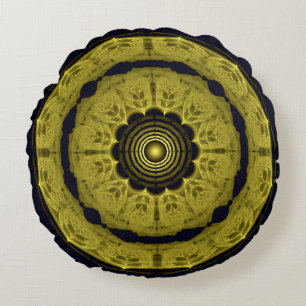 Orange bright round fractal ornament cushion