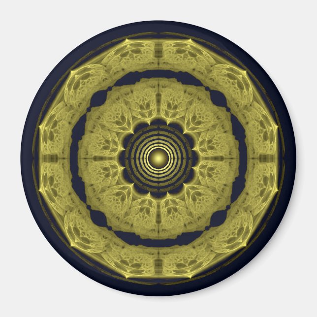 Orange bright round fractal ornament magnet (Front)