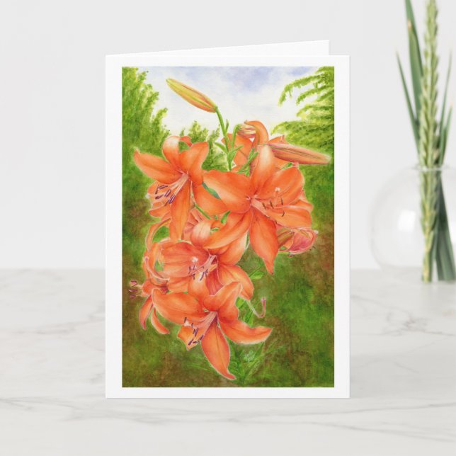 Orange Brilliance watercolor art greeting card (Front)