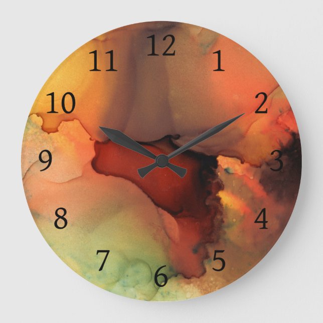 Orange Brown Abstract 59 Large Clock (Front)