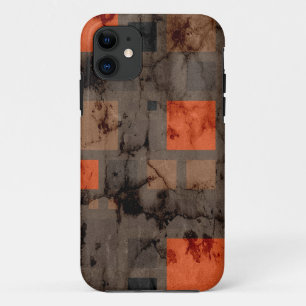 Orange Brown Abstract Cracked Wall iPhone 11 Case