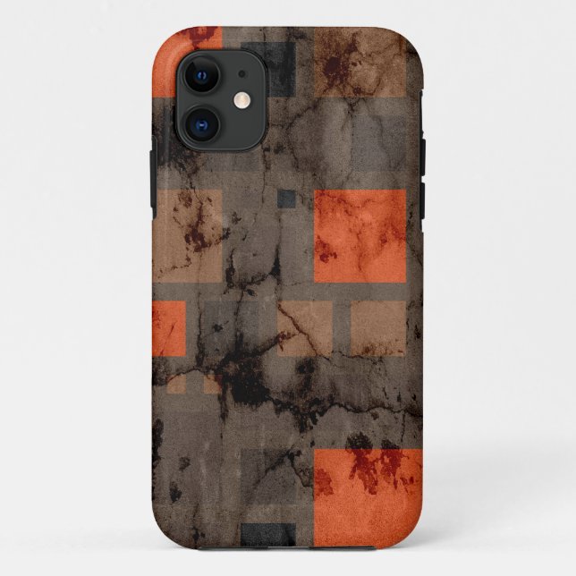 Orange Brown Abstract Cracked Wall Case-Mate iPhone Case (Back)