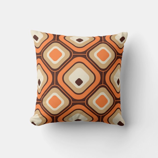 Orange, brown and beige squares cushion (Front)