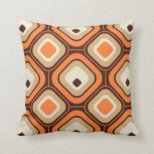 Orange, brown and beige squares cushion