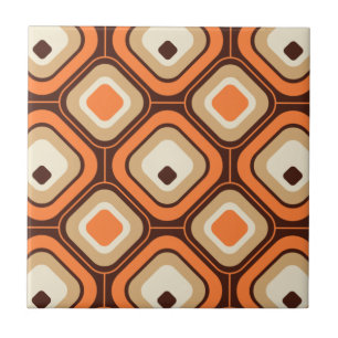 Orange, brown and beige squares tile