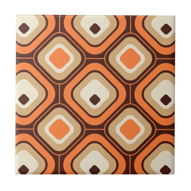 Orange, brown and beige squares tile (Front)