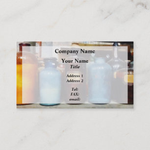 Orange, Brown and Blue Bottles of Chemicals Business Card