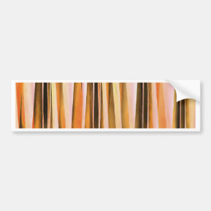 Orange Brown and Peach Autumn Stripy Lines Pattern Bumper Sticker
