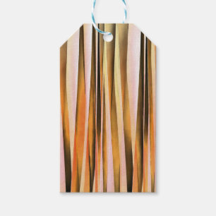 Orange Brown and Peach Autumn Stripy Lines Pattern Gift Tags