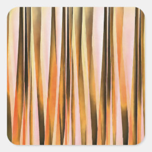 Orange Brown and Peach Autumn Stripy Lines Pattern Square Sticker