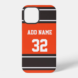 Orange Brown and White Sports Stripe iPhone 12 Case