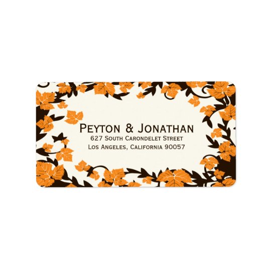 Orange Brown Autumn Leaves Address Labels