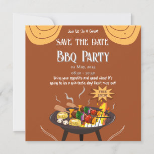 Orange Brown BBQ Save the Date Card