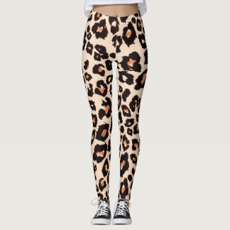 Orange Brown Black Leopard Animal Print Leggings