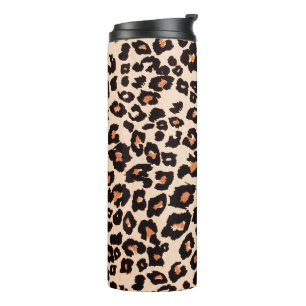 Orange Brown Black Leopard Animal Print Thermal Tumbler