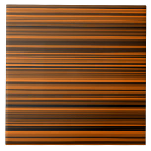 Orange Brown Black Stripes Ceramic Tile