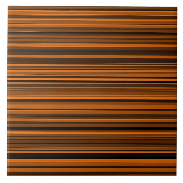 Orange Brown Black Stripes Ceramic Tile (Front)