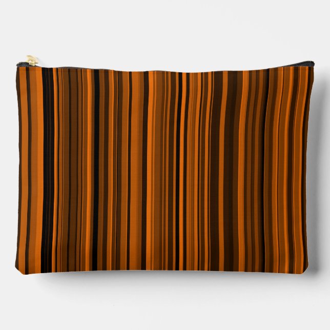 Orange Brown Black Stripes Large Accessory Pouch (Front)