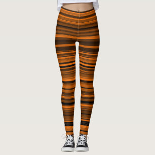 Orange Brown Black Stripes Leggings
