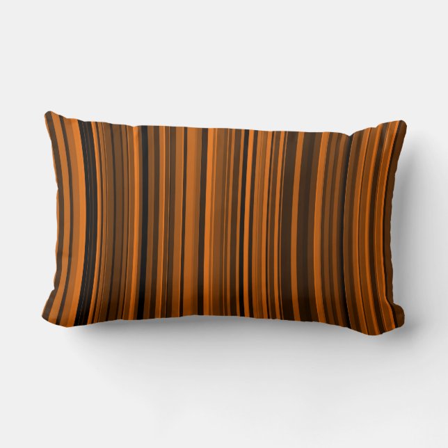 Orange Brown Black Stripes Lumbar Cushion (Back)