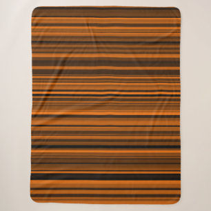 Orange Brown Black Stripes Sherpa Blanket