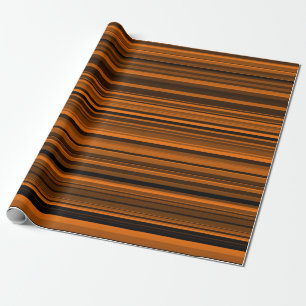 Orange Brown Black Stripes Wrapping Paper