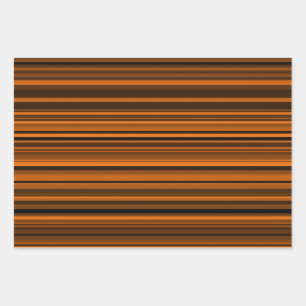 Orange Brown Black Stripes Wrapping Paper Sheet