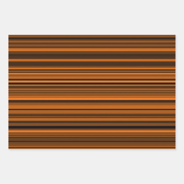 Orange Brown Black Stripes Wrapping Paper Sheet (Front)
