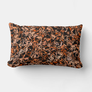 Orange Brown Black Triangle Seamless Pattern Lumbar Cushion