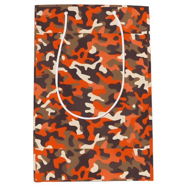 Orange & Brown Camo Medium Gift Bag (Front)