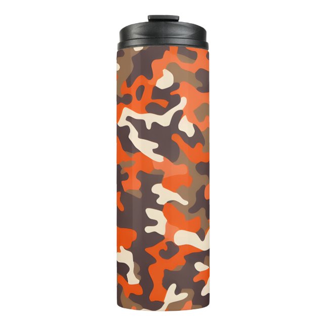 Orange & Brown Camo Thermal Tumbler (Front)